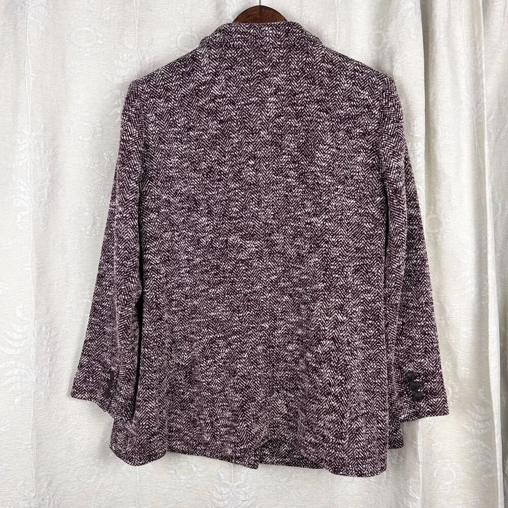 Talbots 18WP Woman Petite Melange Herringbone Blazer long-line jacket purple - Picture 7 of 11